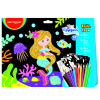 Coloring Set, Foil & Fluo, Mermaid, (12x Lapices de Color + 2x Hojas Negras Foil A4 + 4x Hojas Negras Fluo), Set